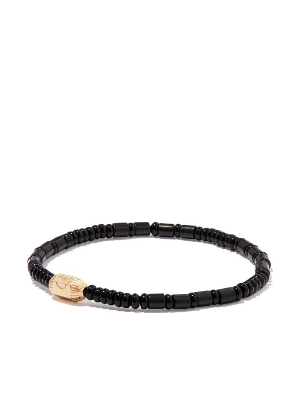 browns LUIS MORAIS 14K Yellow Gold Ribbed Hexagon Hamsa Bolt Beaded Bracelet | Browns Bracelets