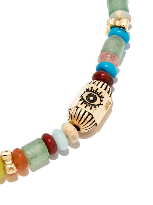 browns LUIS MORAIS 14K Yellow Gold Ribbed Hexagon Hamsa Bolt Beaded Bracelet | Browns Bracelets