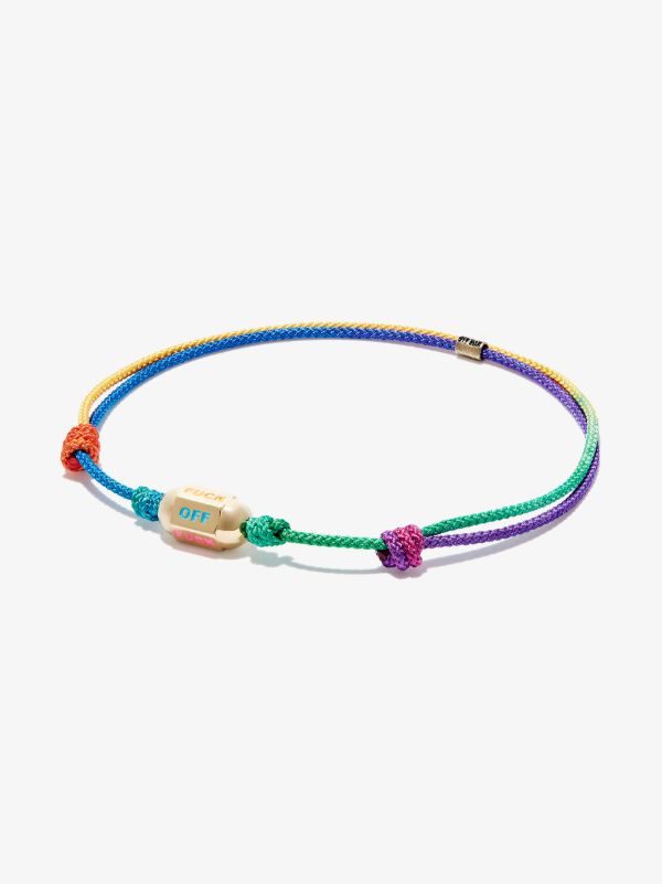 Browns LUIS MORAIS 14k Yellow Gold Slogan Beaded Cord Bracelet | Browns Bracelets