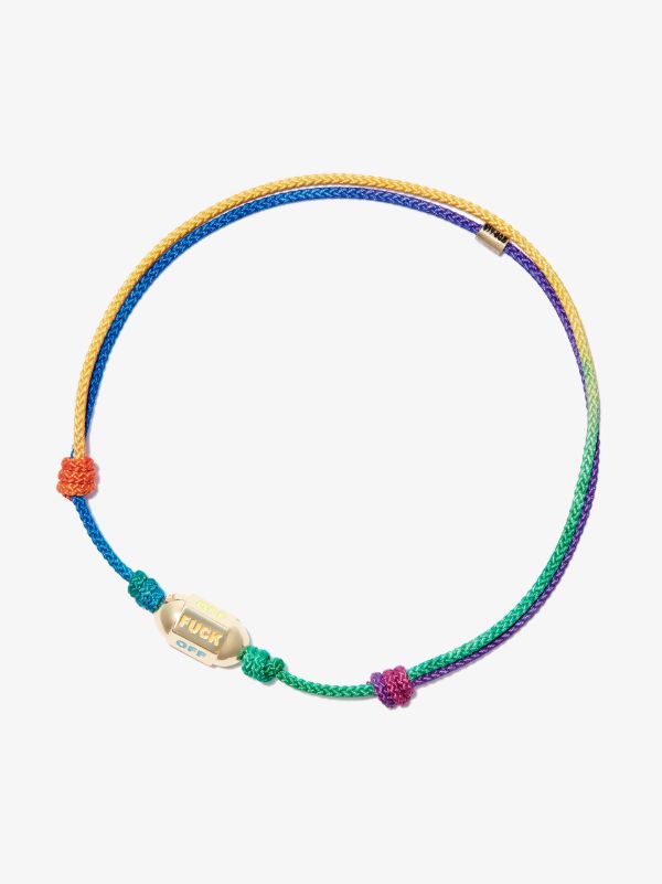 browns LUIS MORAIS 14k yellow gold slogan beaded cord bracelet | Browns Bracelets