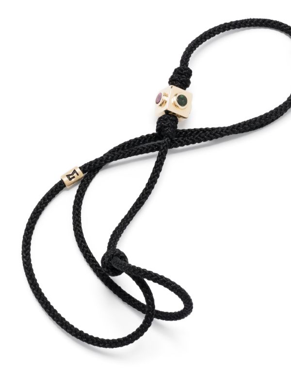 Browns LUIS MORAIS 14K Yellow Gold Small Lego Cube Tourmaline Cord Bracelet | Browns Bracelets