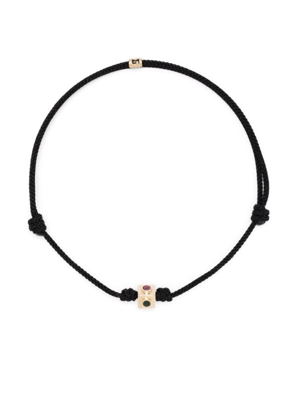 browns LUIS MORAIS 14K Yellow Gold Small Lego Cube Tourmaline Cord Bracelet | Browns Bracelets