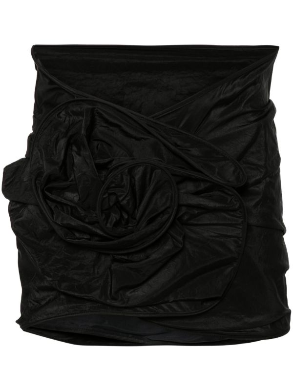 browns Magda Butrym Black Crinkled Silk Skirt | Browns Fitted Skirts