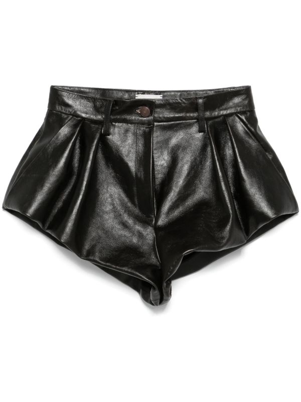 browns Magda Butrym Flared Leather Shorts | Browns Leather & Faux Leather Shorts