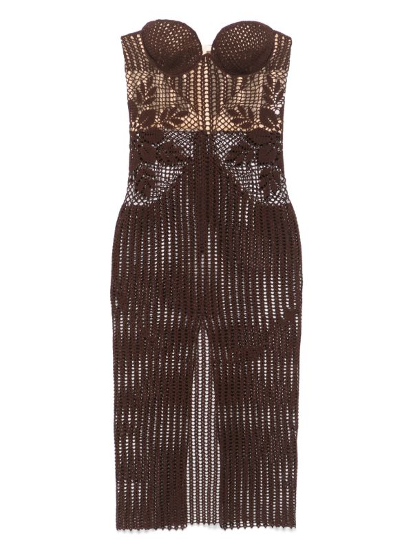 browns Magda Butrym strapless crochet midi dress | Browns Cocktail & Party Dresses