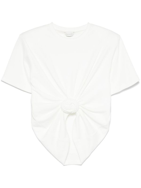 browns Magda Butrym White Knot-Detail T-Shirt | Browns T-Shirts & Jersey Shirts