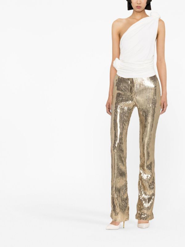 Browns Magda Butrym White Rose One-Shoulder Top | Browns T-Shirts & Jersey Shirts