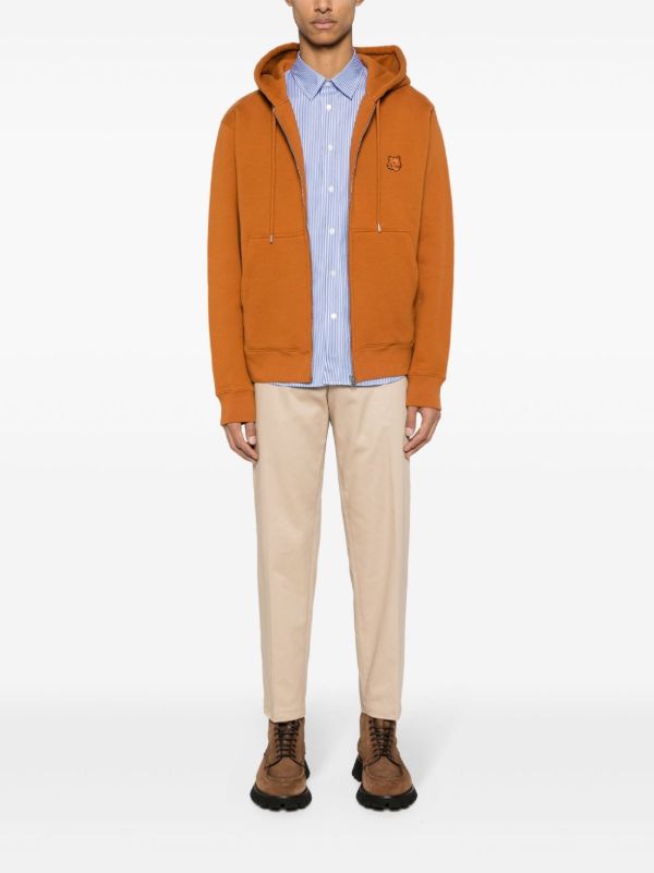 Browns Maison Kitsuné Neutral Tapered Cotton Trousers | Browns Tapered Pants