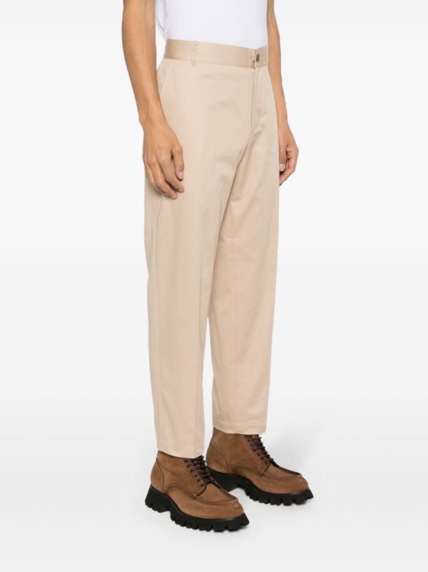 Browns Maison Kitsuné Neutral Tapered Cotton Trousers | Browns Tapered Pants