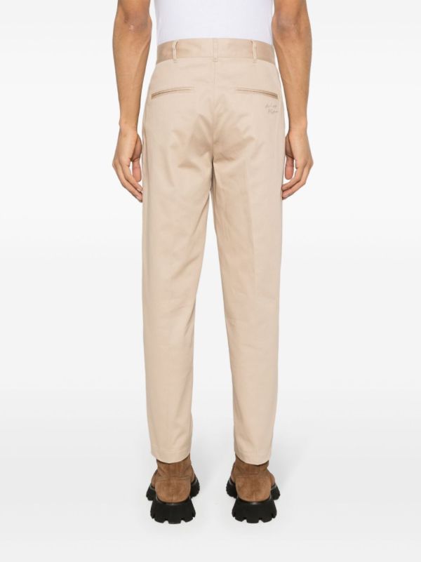 Browns Maison Kitsuné Neutral Tapered Cotton Trousers | Browns Tapered Pants