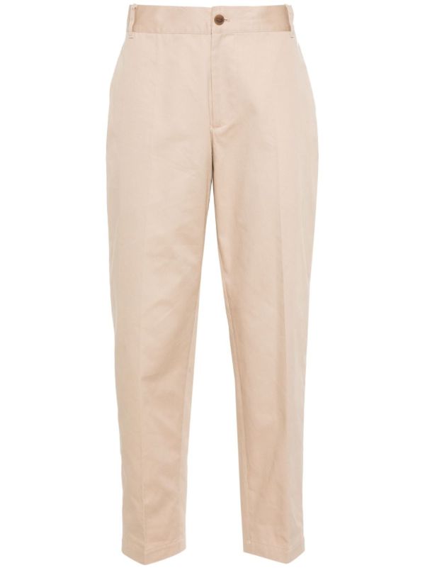 browns Maison Kitsuné Neutral Tapered Cotton Trousers | Browns Tapered Pants