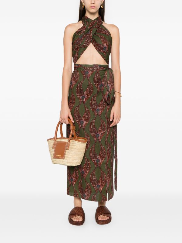 Browns Maison La Plage Green Ravello Linen Wrap Skirt | Browns Vests & Tank Tops