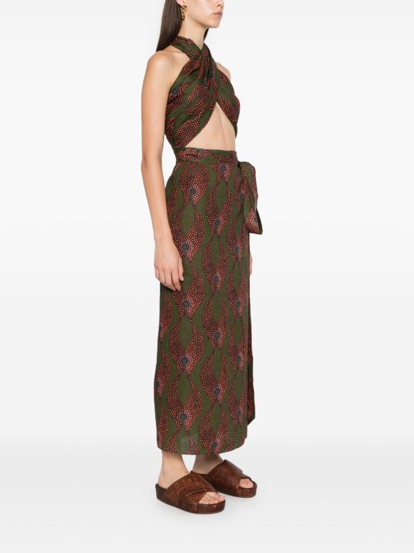Browns Maison La Plage Green Ravello Linen Wrap Skirt | Browns Vests & Tank Tops