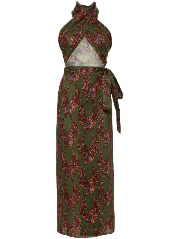 browns Maison La Plage Green Ravello Linen Wrap Skirt | Browns Vests & Tank Tops