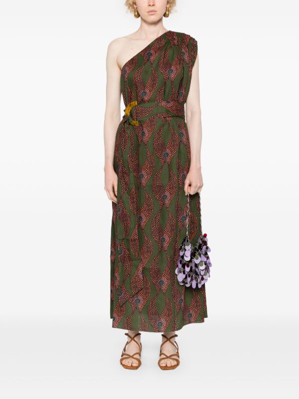 Browns Maison La Plage Green Ravello One-Shoulder Dress | Browns Day Dresses