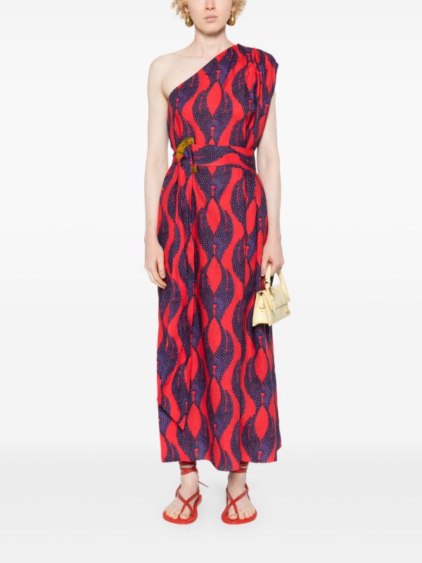 Browns Maison La Plage Red Ravello One-Shoulder Dress | Browns Day Dresses