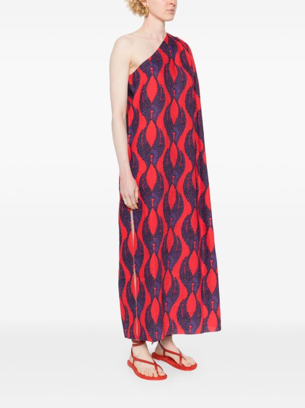 Browns Maison La Plage Red Ravello One-Shoulder Dress | Browns Day Dresses