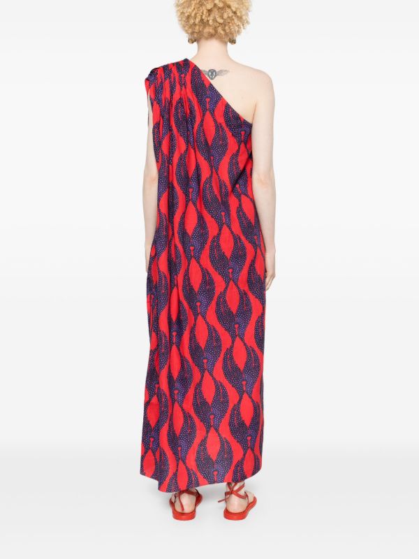 Browns Maison La Plage Red Ravello One-Shoulder Dress | Browns Day Dresses