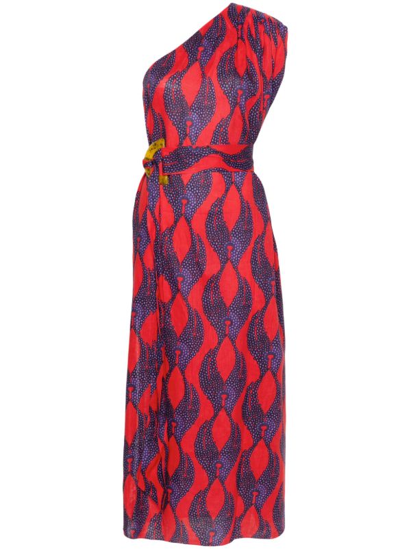 browns Maison La Plage Red Ravello One-Shoulder Dress | Browns Day Dresses