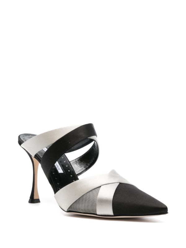 Browns Manolo Blahnik Black 90mm Oyounak Mules | Browns Mules