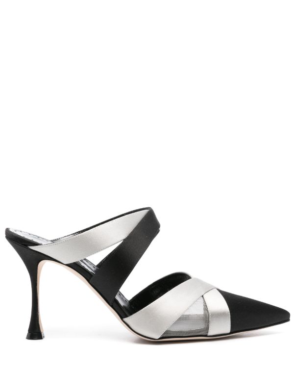 browns Manolo Blahnik Black 90mm Oyounak Mules | Browns Mules