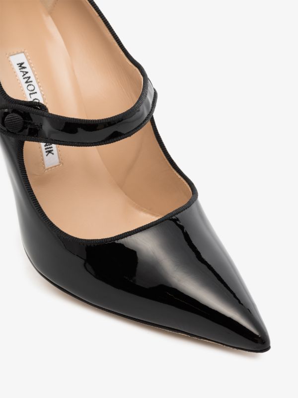 Browns Manolo Blahnik Black Camparicaro 105 Leather Mary Jane Pumps | Browns Pumps
