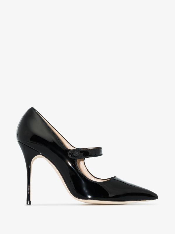 browns Manolo Blahnik black camparicaro 105 leather mary jane pumps | Browns Pumps