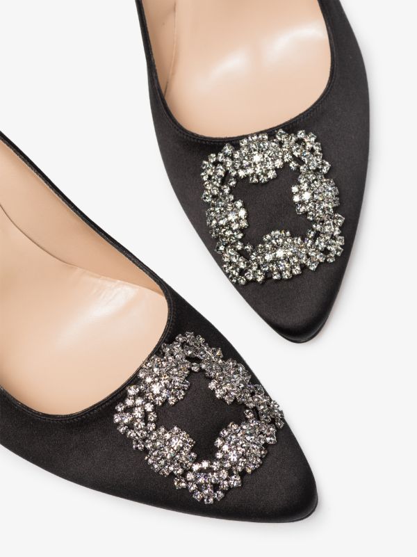 Browns Manolo Blahnik Black Hangisi 105 Satin Pumps | Browns Pumps