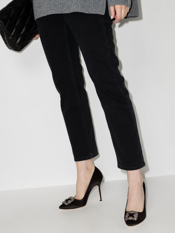 Browns Manolo Blahnik Black Hangisi 105 Satin Pumps | Browns Pumps