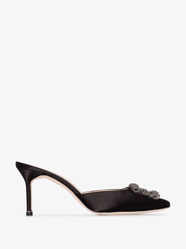 browns Manolo Blahnik black Hangisi 70 satin pumps | Browns Mules