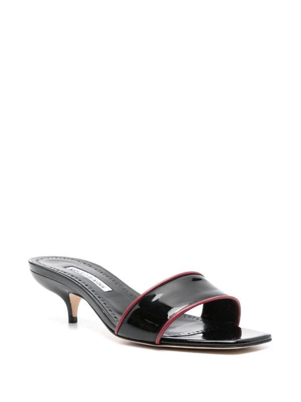 Browns Manolo Blahnik Black Helamu 50 Patent Leather Mules | Browns Mules