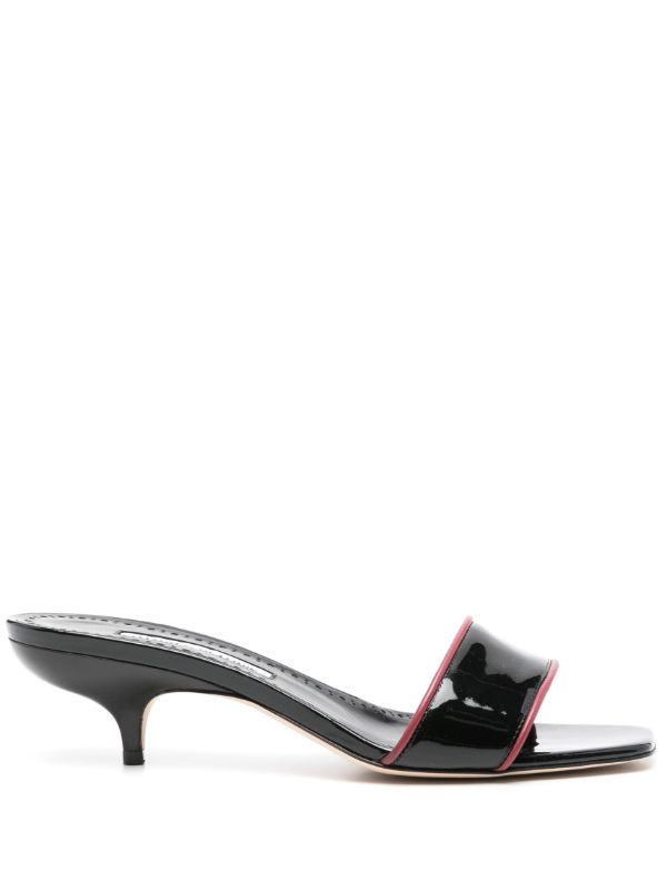 browns Manolo Blahnik Black Helamu 50 Patent Leather Mules | Browns Mules
