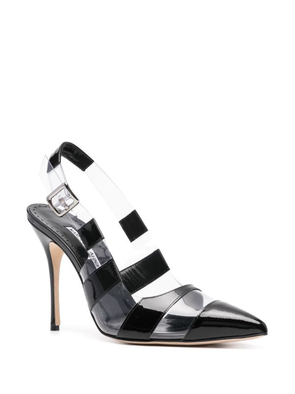 Browns Manolo Blahnik Black Uxra 70 Striped Pumps | Browns Pumps