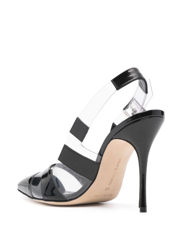 Browns Manolo Blahnik Black Uxra 70 Striped Pumps | Browns Pumps