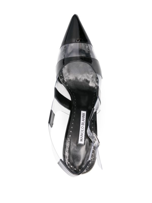 Browns Manolo Blahnik Black Uxra 70 Striped Pumps | Browns Pumps