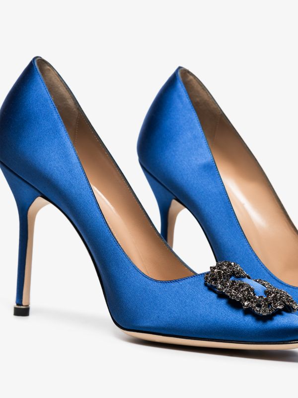 Browns Manolo Blahnik Blue Hangisi 105 Satin Pumps | Browns Pumps