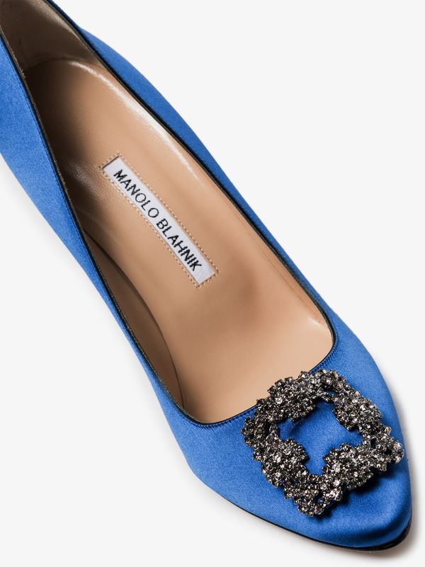 Browns Manolo Blahnik Blue Hangisi 105 Satin Pumps | Browns Pumps