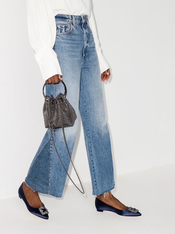 Browns Manolo Blahnik Blue Hangisi Crystal Satin Pumps | Browns Pumps