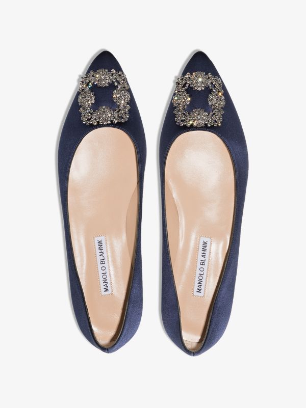 Browns Manolo Blahnik Blue Hangisi Crystal Satin Pumps | Browns Pumps