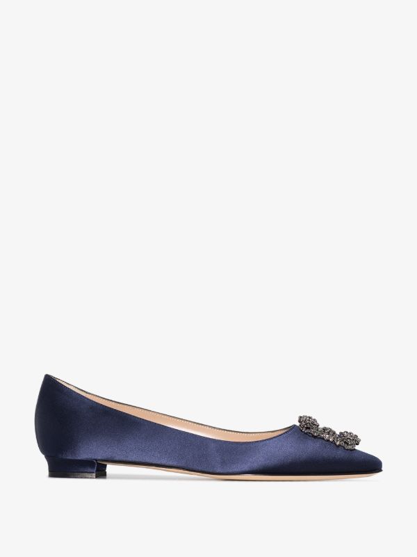 browns Manolo Blahnik blue Hangisi crystal satin pumps | Browns Pumps