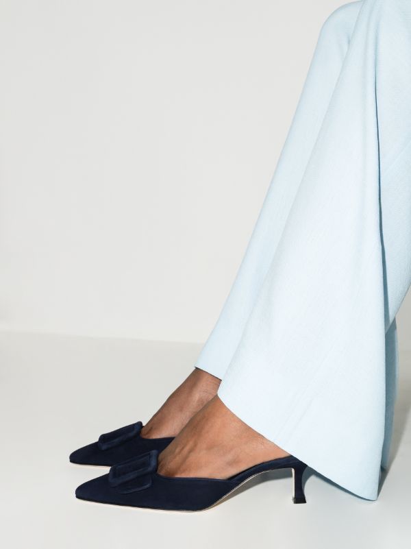 Browns Manolo Blahnik Blue Maysale 50 Suede Mules | Browns Pumps
