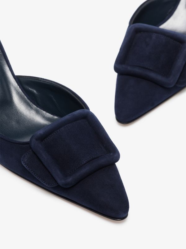 Browns Manolo Blahnik Blue Maysale 50 Suede Mules | Browns Pumps