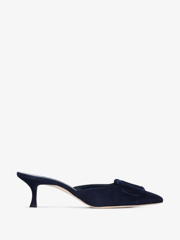 browns Manolo Blahnik Blue Maysale 50 Suede Mules | Browns Pumps