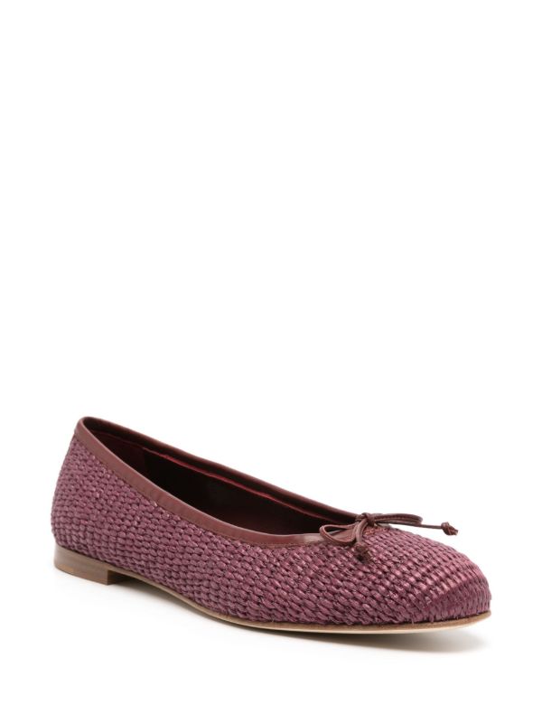 Browns Manolo Blahnik Bordeaux Red Woven Ballerina Shoes | Browns Ballerina Shoes