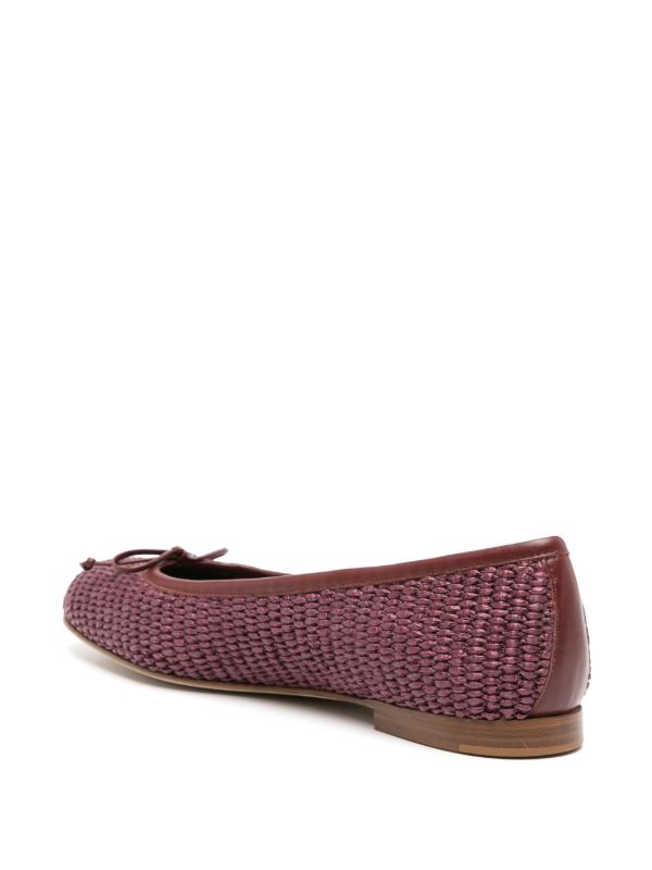 Browns Manolo Blahnik Bordeaux Red Woven Ballerina Shoes | Browns Ballerina Shoes