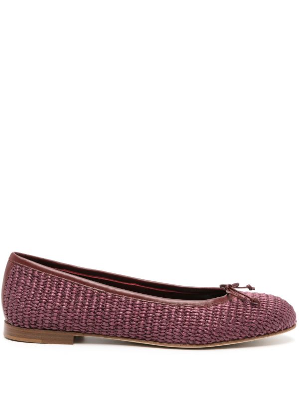 browns Manolo Blahnik Bordeaux Red Woven Ballerina Shoes | Browns Ballerina Shoes