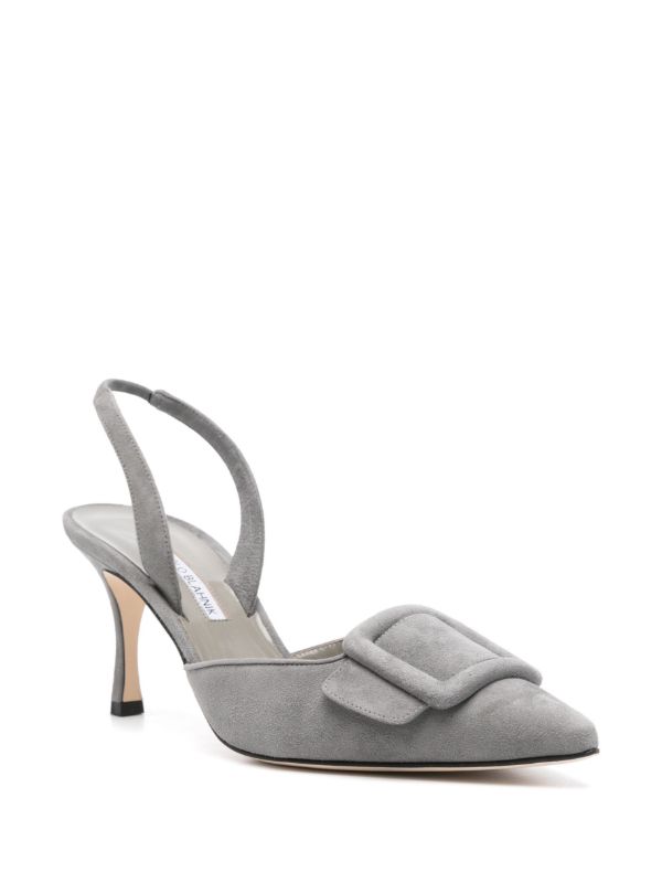 Browns Manolo Blahnik Grey 70mm Maysli Pumps | Browns Pumps