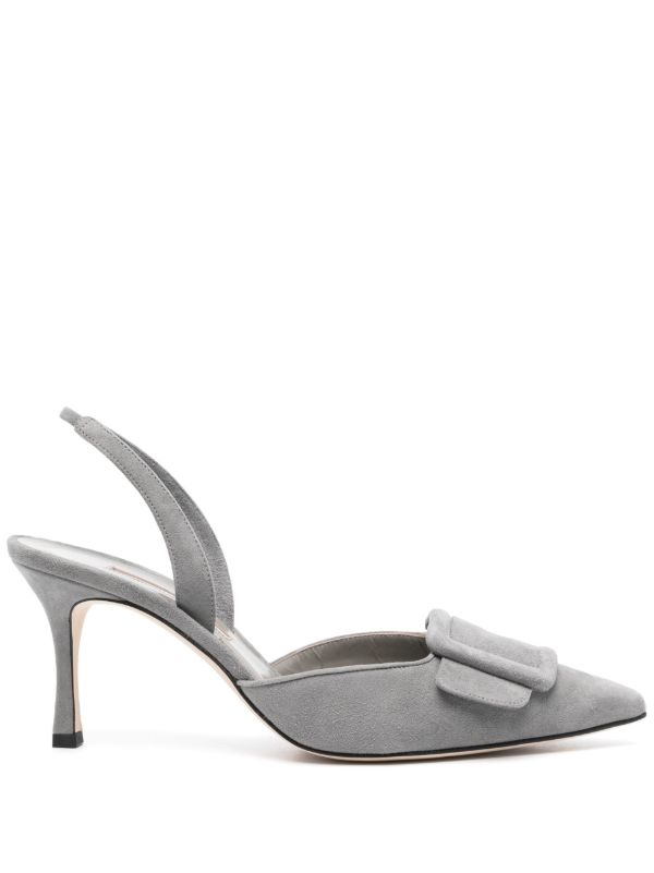 browns Manolo Blahnik Grey 70mm Maysli Pumps | Browns Pumps