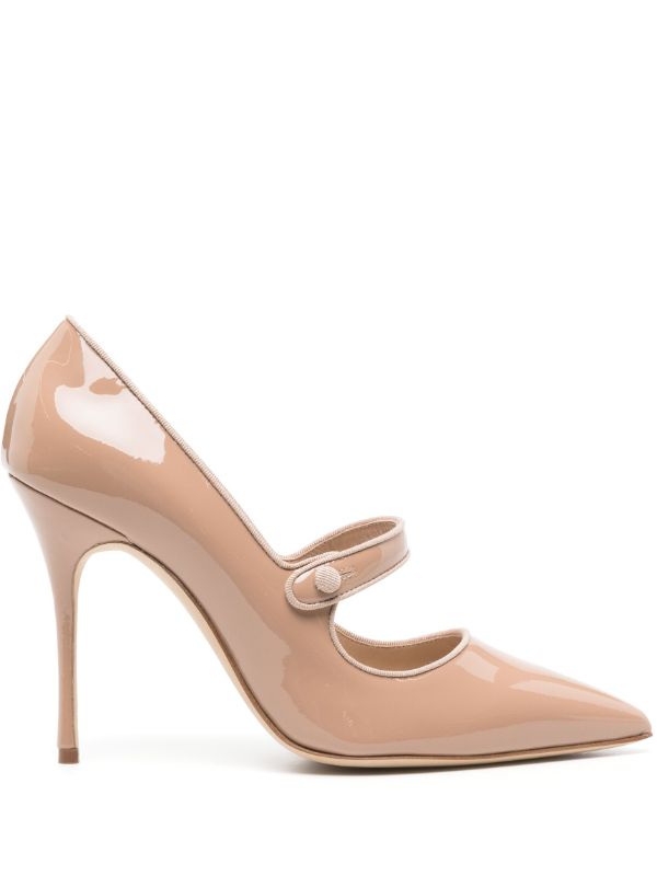 browns Manolo Blahnik Neutral Campari 105mm Leather Pumps | Browns Pumps
