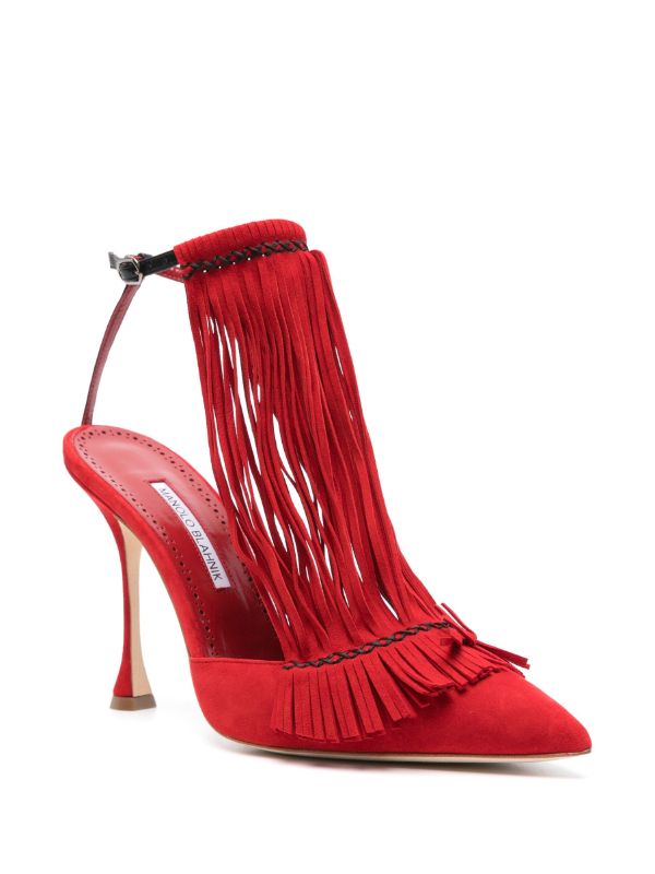 Browns Manolo Blahnik Red 105mm Fiki Sandals | Browns Sandals